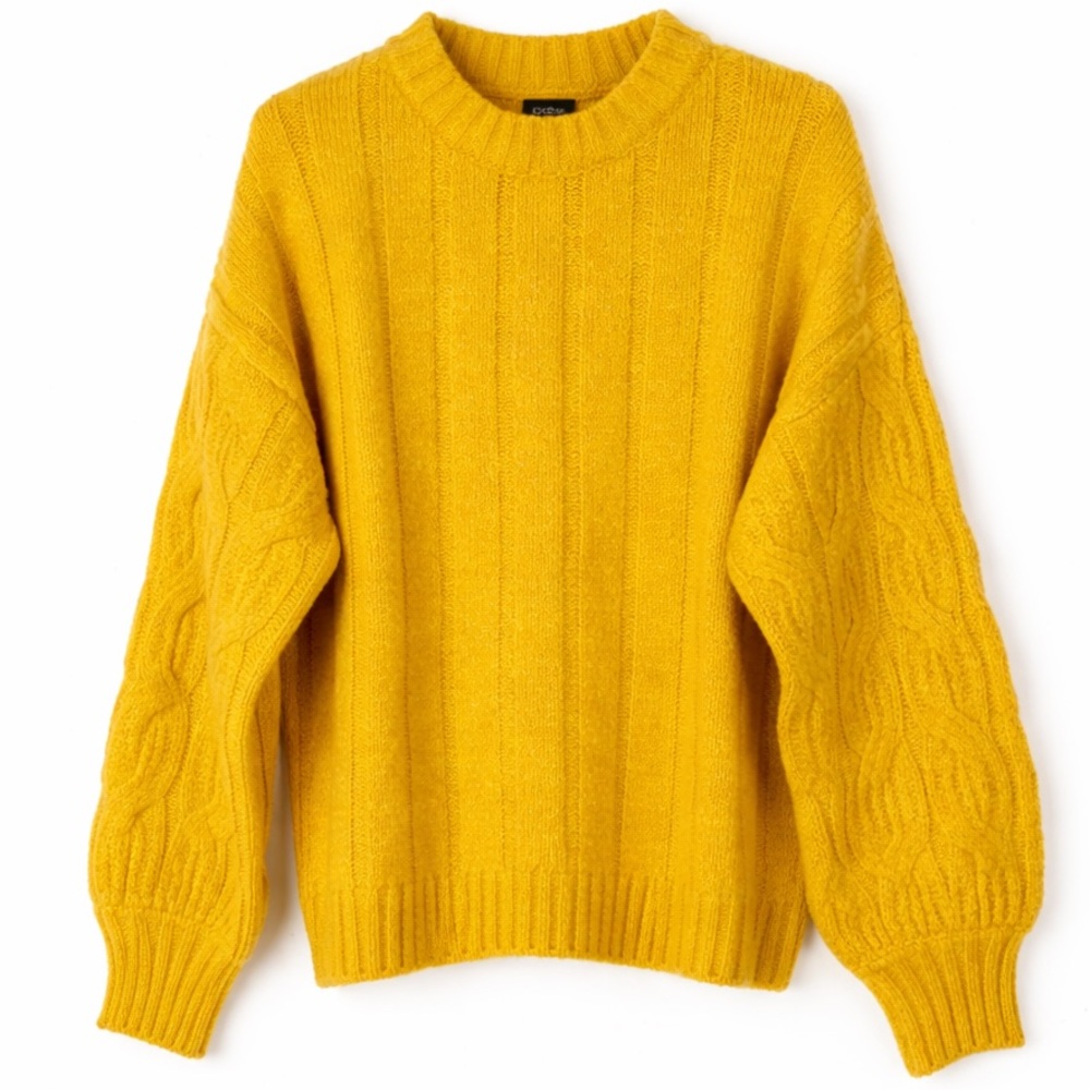 NWT CLICHE Balloon Sleeves Oversized Mustard Sweater small